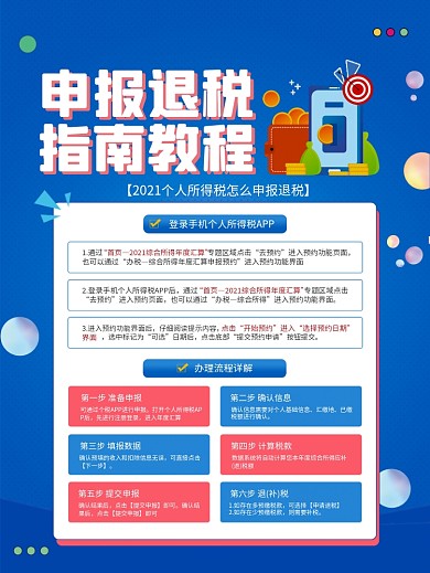 简约风个税申报指南海报