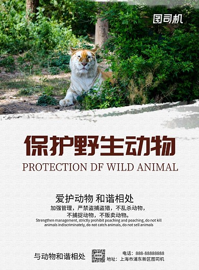 保护野生动物园印刷海报模版