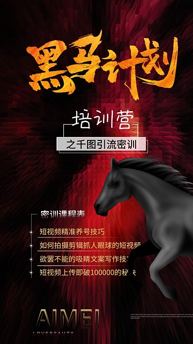 黑红金黑马计划培训营宣传海报