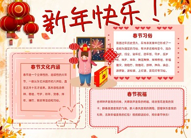 新年快乐小报手抄报