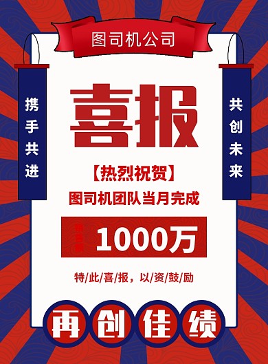 简约创意销售喜报宣传海报