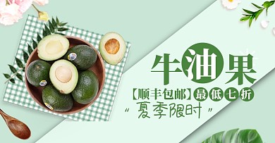 绿色夏季美食清新淘宝水果食品促销banner