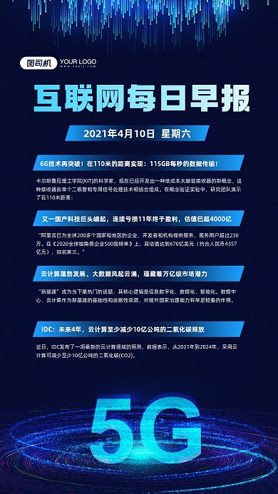 互联网行业新闻早报宣传手机海报