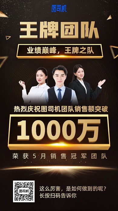 时尚高端商务团队业绩手机海报