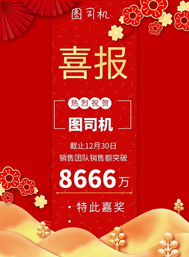 红色大气喜报嘉奖令印刷海报