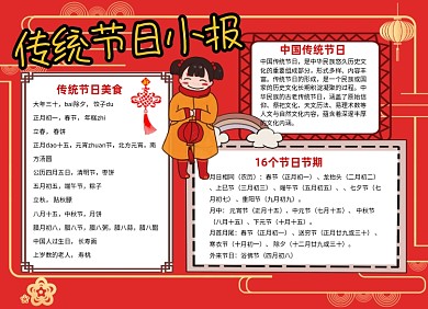 中国传统节日小报手抄报