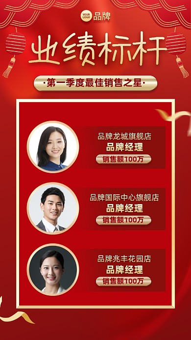 业绩标杆销售排行榜喜报手机海报
