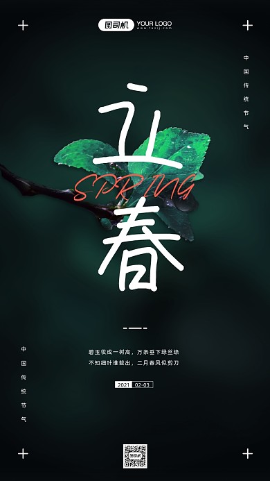 立春节气绿色植物摄影图手机海报