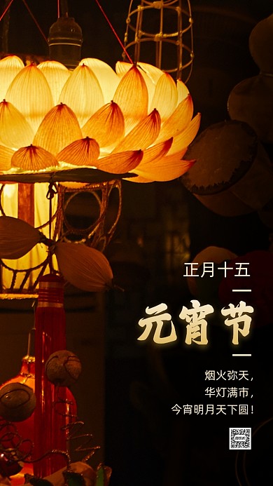 正月十五元宵节简约摄影节日手机海报