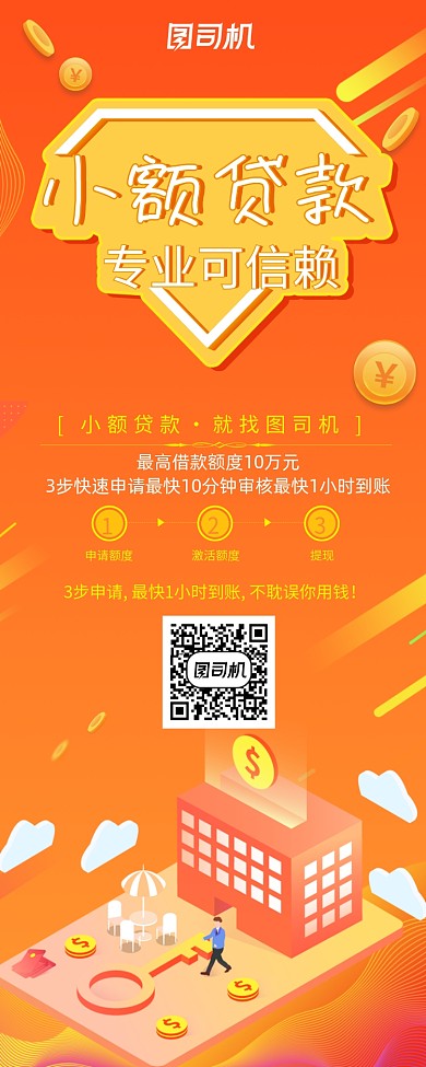 简约大气小额贷款金融展架