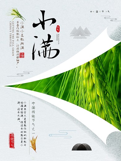精美清新极简主义小满节气海报设计