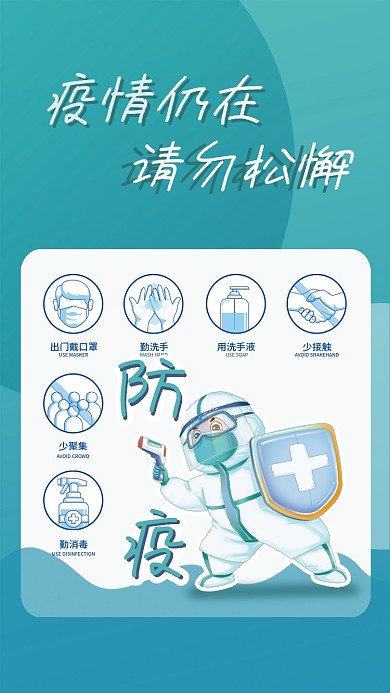 抗疫蓝色医疗创意新冠肺炎疫情防护指南海报