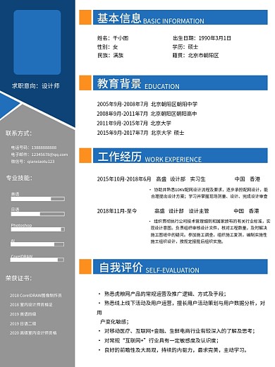 个人简历模板个人介绍个人简介