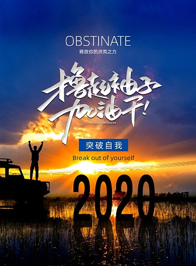 企业文化撸起袖子加油干海报