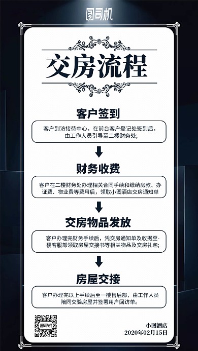酒店交房流程表格手机海报