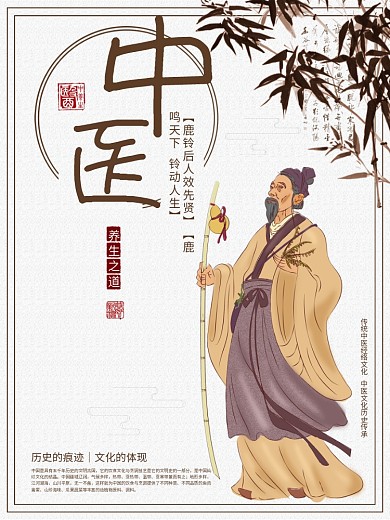 白色简约中国风中医养生宣传海报