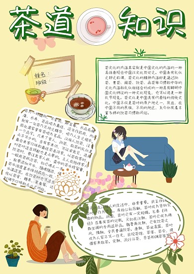 茶道知识茶文化手抄报模板