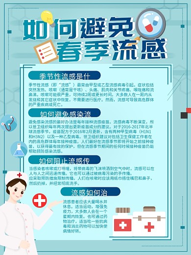 春季预防流感海报