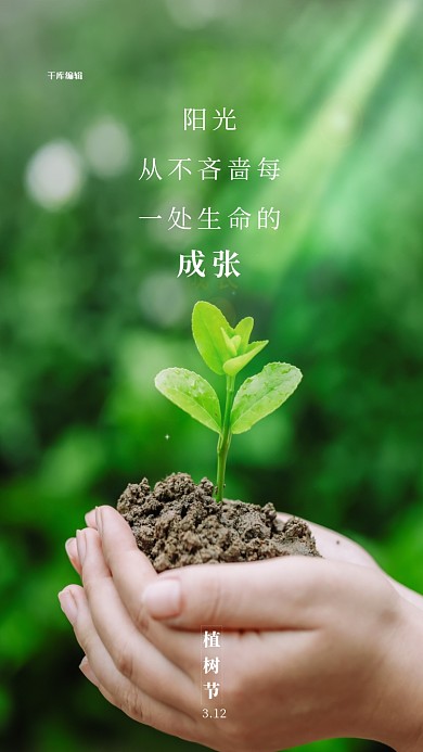 植树节树苗绿色简约海报