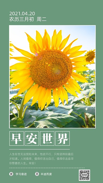 早安问候日签竖版配图