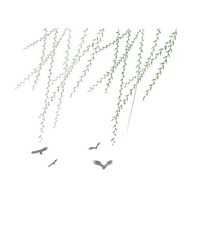 唯美春天翠柳简笔画