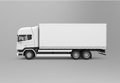 白色卡车集装箱广告海报样机