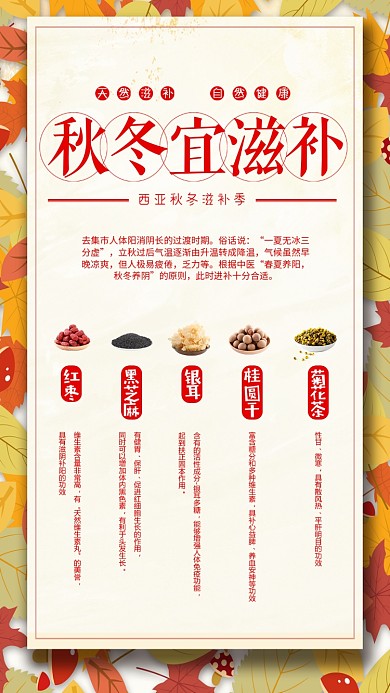 秋季滋补养身手机海报