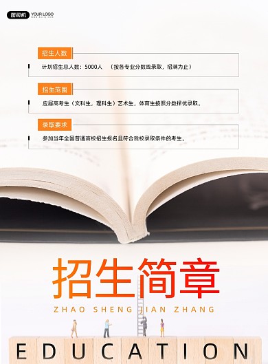 简约2020校园招生简章海报