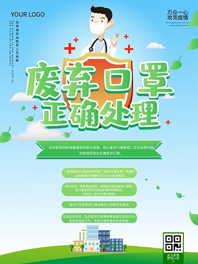 原创疫情防控口罩处理医疗宣传海报