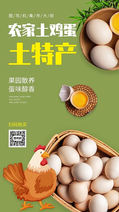 农村土特产鸡蛋手机海报
