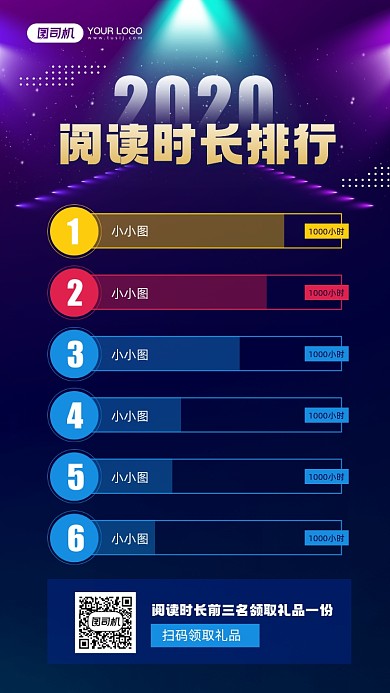 年末阅读时长排行宣传手机海报