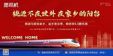 返乡置业红色大气喜庆展板