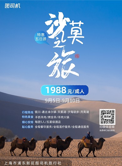 简约沙漠之旅旅行海报设计