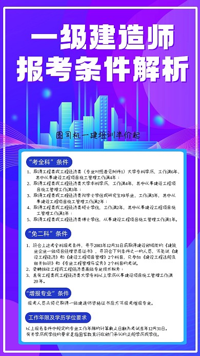 建造师报考条件解析时尚手机海报