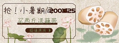 莲藕节气食品淘宝电商banner图