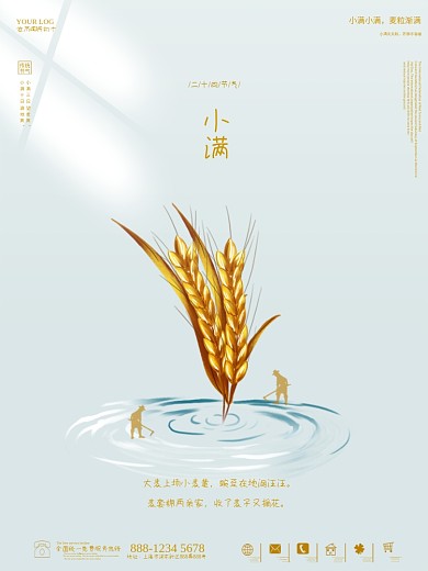 简约二十四节气小满节气海报