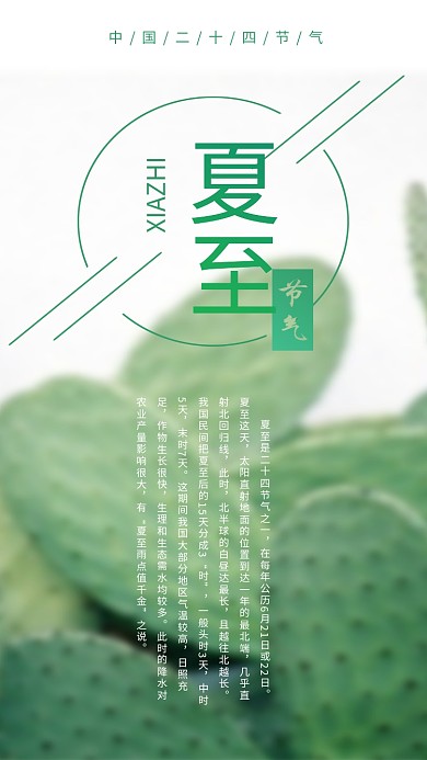 小清新二十四节气夏至夏天手机用图海报