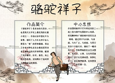 骆驼祥子小报手抄报简约手绘