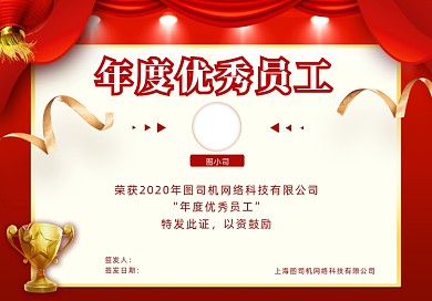 优秀员工荣誉证书中国红商务印刷海报