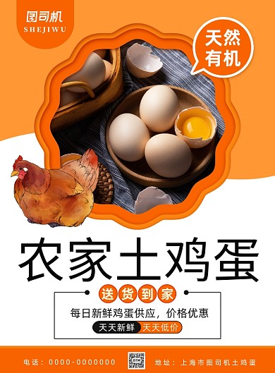 简约小清新农家土鸡蛋送货宣传海报