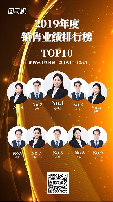 金色大气年会业绩排行榜手机海报