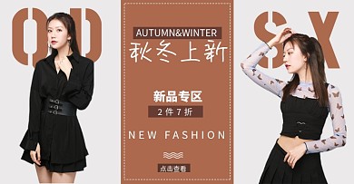 服装女装秋冬上新活动海报