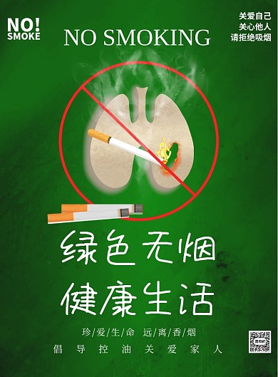 绿色环保戒烟禁止吸烟印刷海报