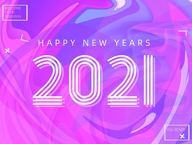 紫色2021新年快乐新媒体配图