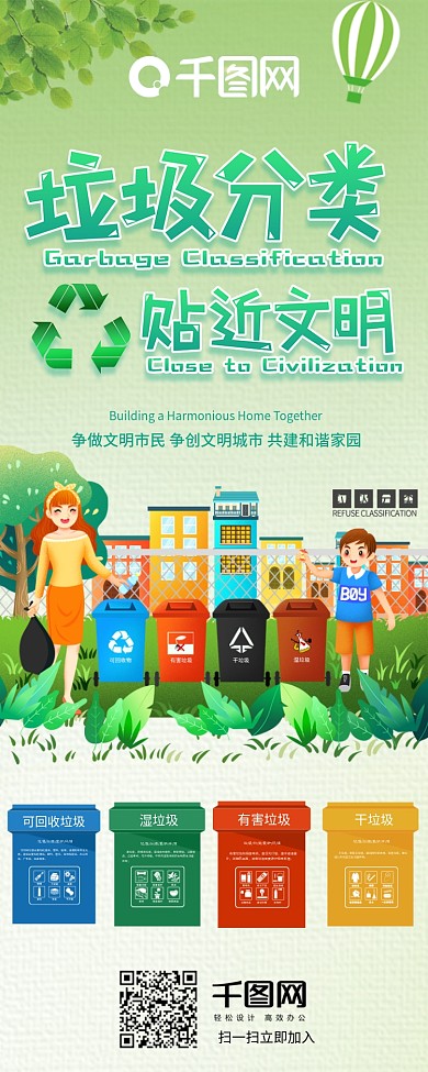 简约可爱风垃圾分类信息长图