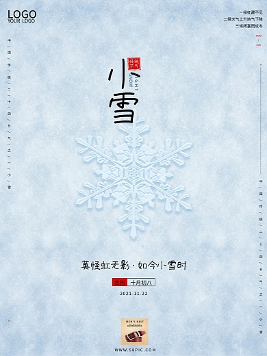 简约大气质感地产传统二十四节气小雪海报