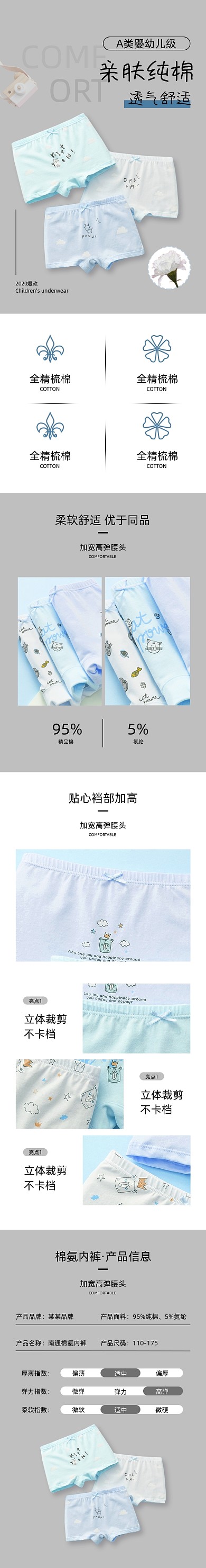 儿童内裤棉氨内裤母婴亲子详情页
