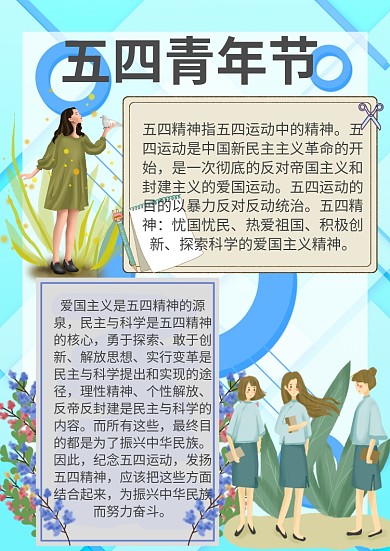 五四青年节手抄报模板