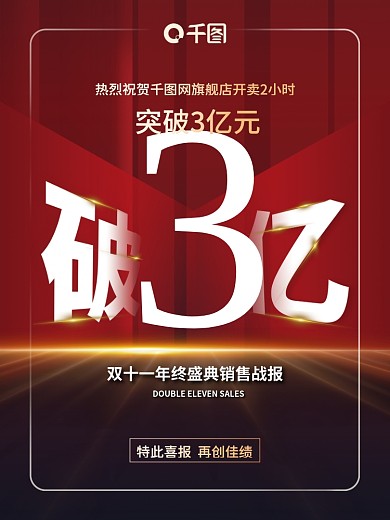创意双11双十一狂欢购战报喜报海报