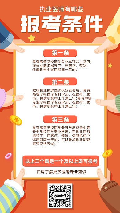 执业医师报考解读创意手机海报